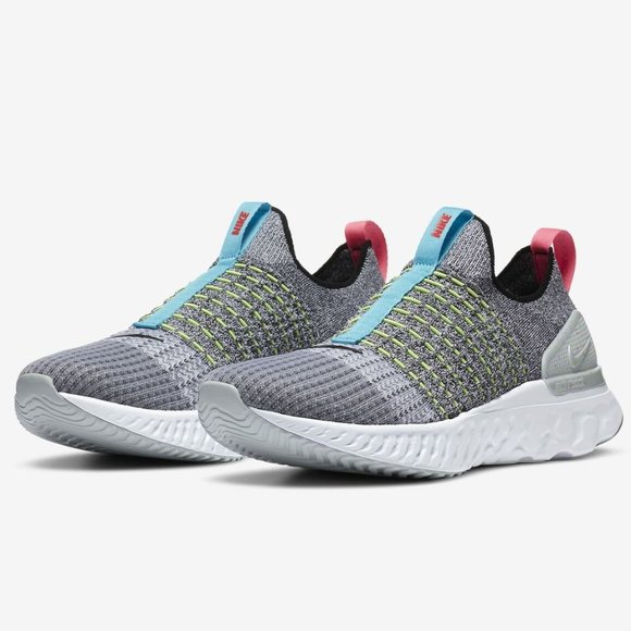 Nike React Phantom Run Flyknit 2 Grey Crimson White Black CZ7865-100 - Picture 1 of 11